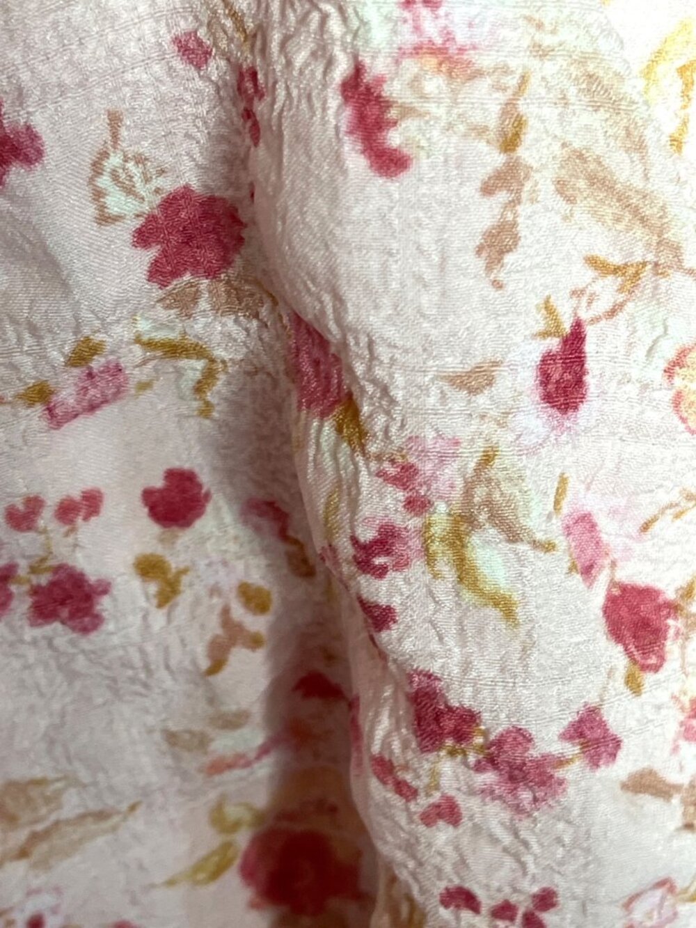 Fair Haven Pink Floral Top Poly Seersucker Fairycore Twee Ruffles Dainty Wom S - Picture 7 of 7